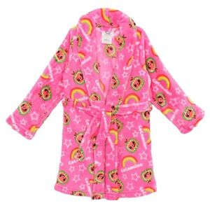 Cocomelon Toddler Girl Pink Logo Plush Bath Robe Loungewear Size 3T